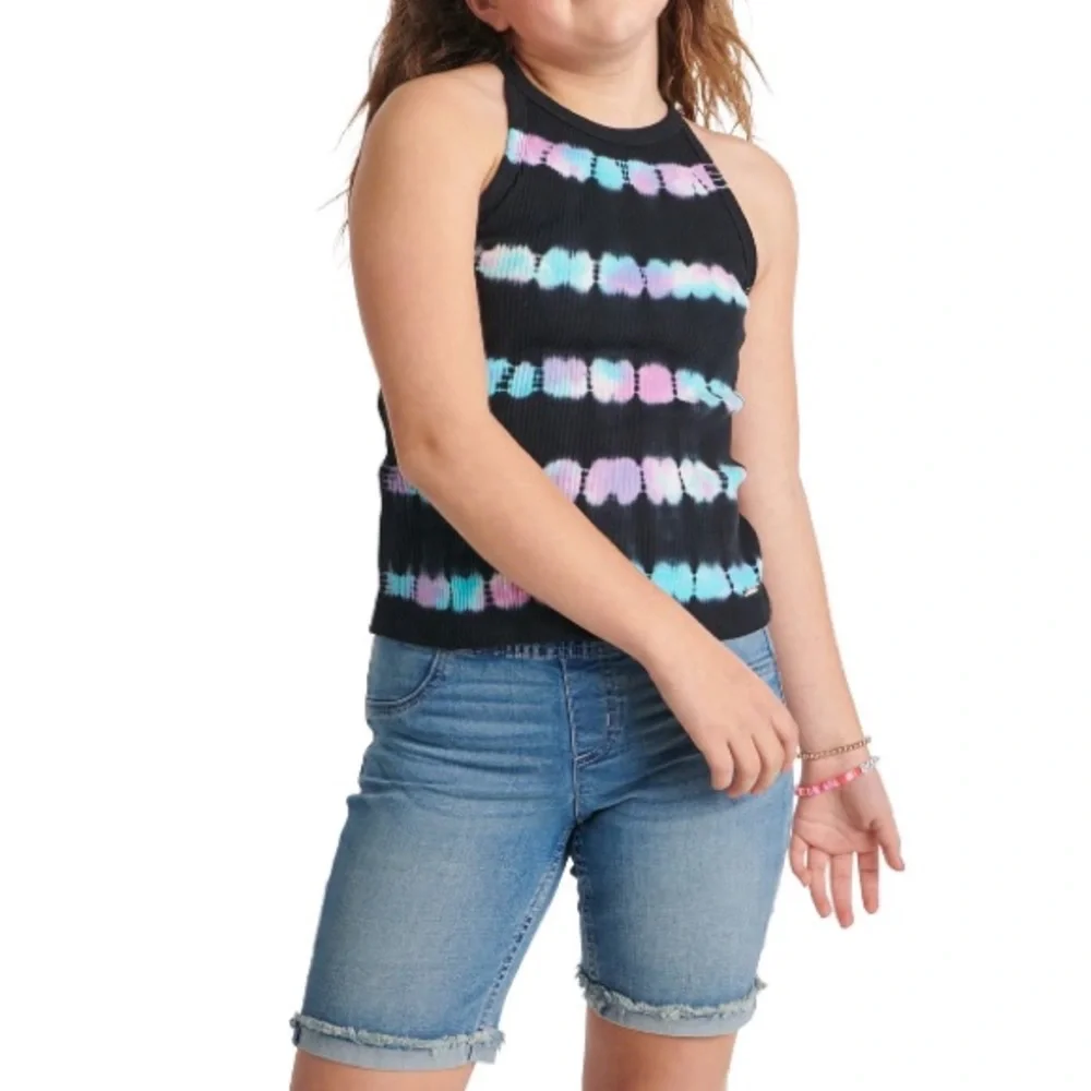 Justice Girls Black Ribbed High Neck Tank Top - NWOT